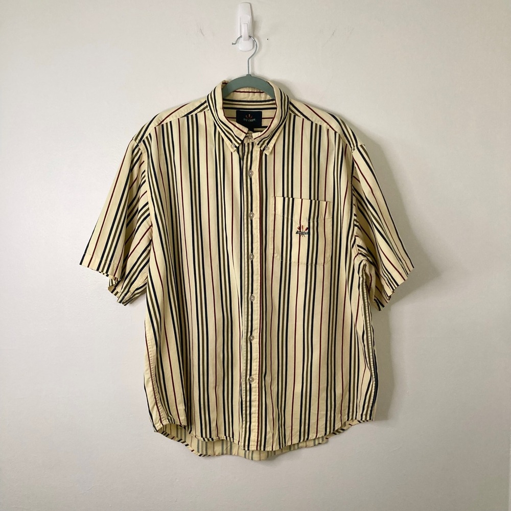 Ivy Crew XL Striped 100% Cotton Rowing Preppy Short Sleeve Button Down Shirt